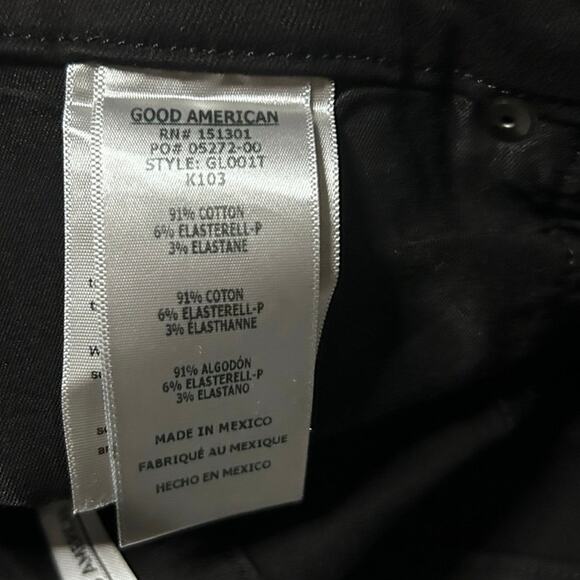 Good American Women’s Good Legs High-Rise Coated Black Skinny Jeans Size 24 - Picture 5 of 6